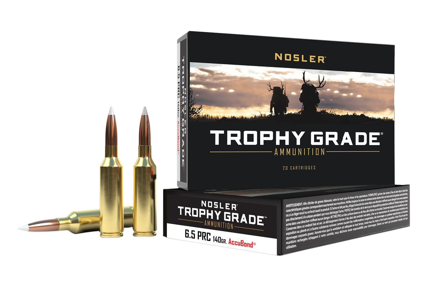 Nosler Trophy Grade Rifle Ammunition 61014, 6.5 PRC, Nosler AccuBond, 140 gr, 2900 fps, 20 Rd/Bx