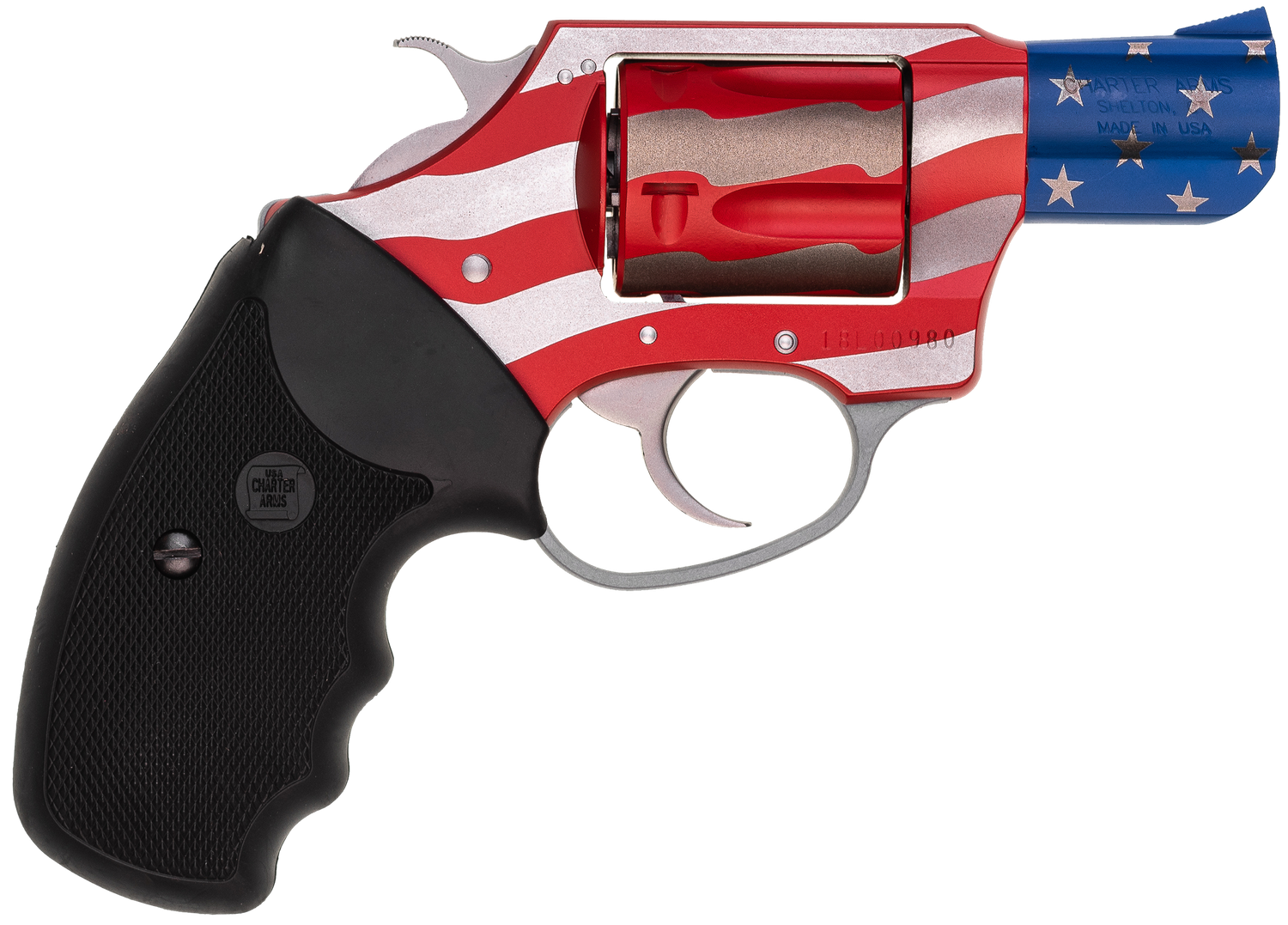 Charter Arms Old Glory Revolver 23872C, 38 Special, 2", Polymer Grips, Red/White/Blue Finish, Fixed Sights