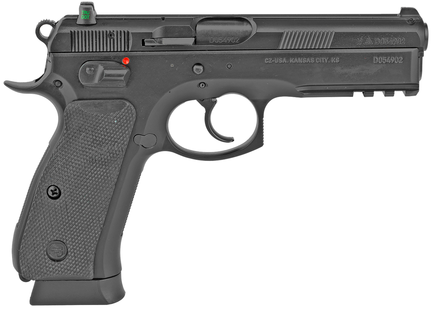 CZ 75 SP-01 Semi-Auto Pistol 01152, 9mm, 4.72", Rubber Grip, Black Finish, 10 Rd, w/Integral 1913 Accessory Rail
