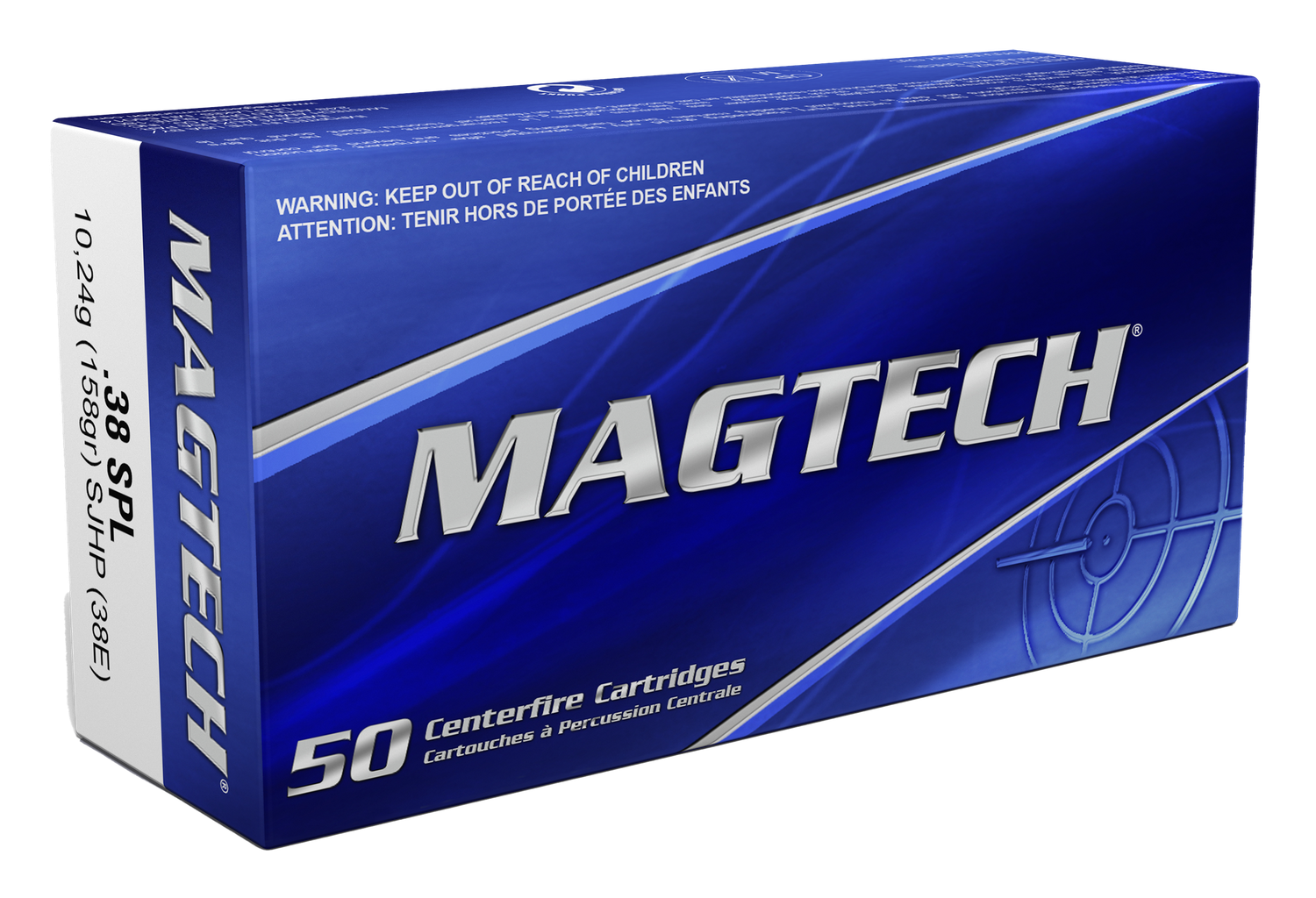 Magtech Sport HuntingHandgun Ammunition 38E, 38 Special, Semi-Jacketed Hollow Point (HP), 158 GR, 807 fps, 50 Rd/bx