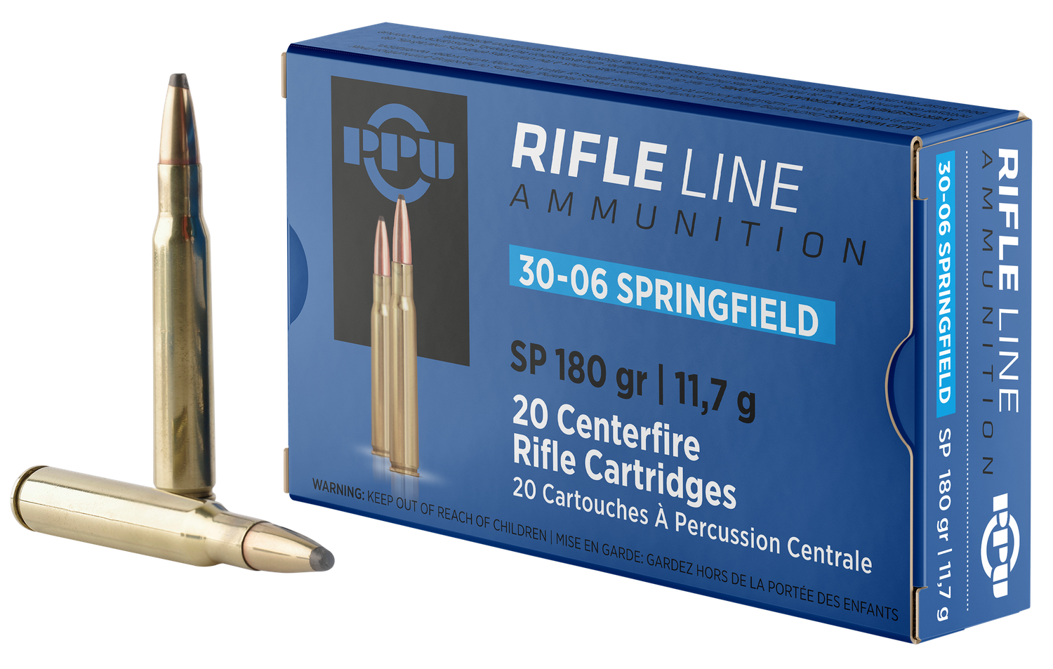 Prvi Partizan Rifle Ammunition PP30063, 30-06 Springfield, Soft Point, 180 gr, 2700 fps, 20 Rd/Bx