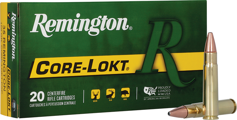 Remington Rifle Ammuntion R35R1, 35 Remington, Core-Lokt Pointed Soft Point (SP), 150 GR, 2300 fps, 20 Rd/bx