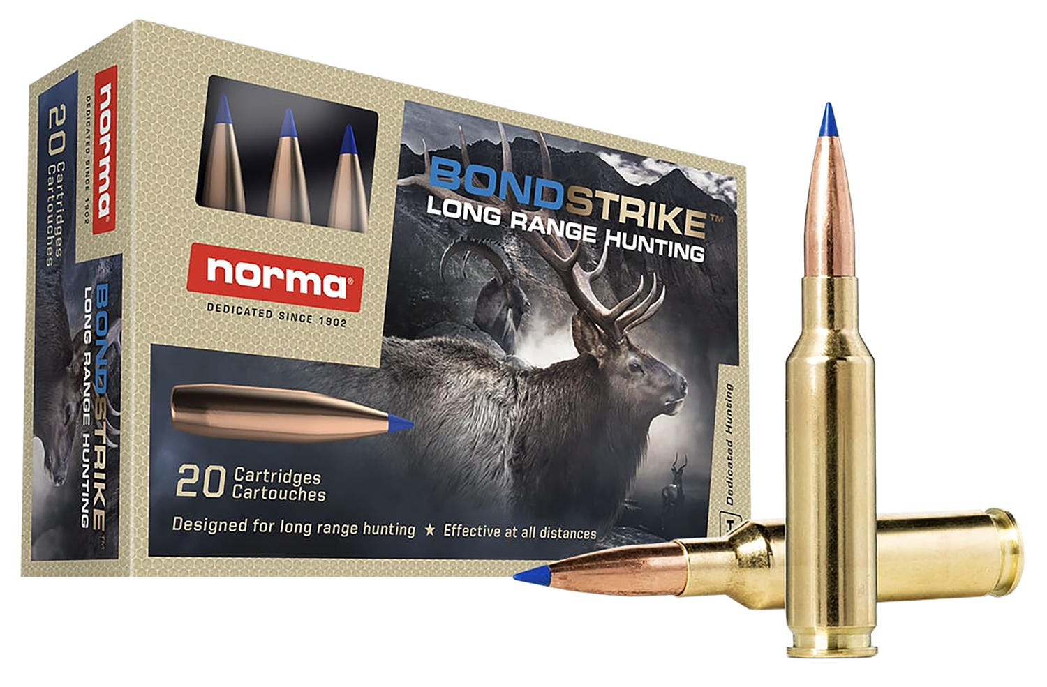 Norma Bondstrike Rifle Ammunition 20166402, 6.5 Creedmoor, Bonded Polymer Tip, 143 gr, 2740 fps, 20 Rd/Bx