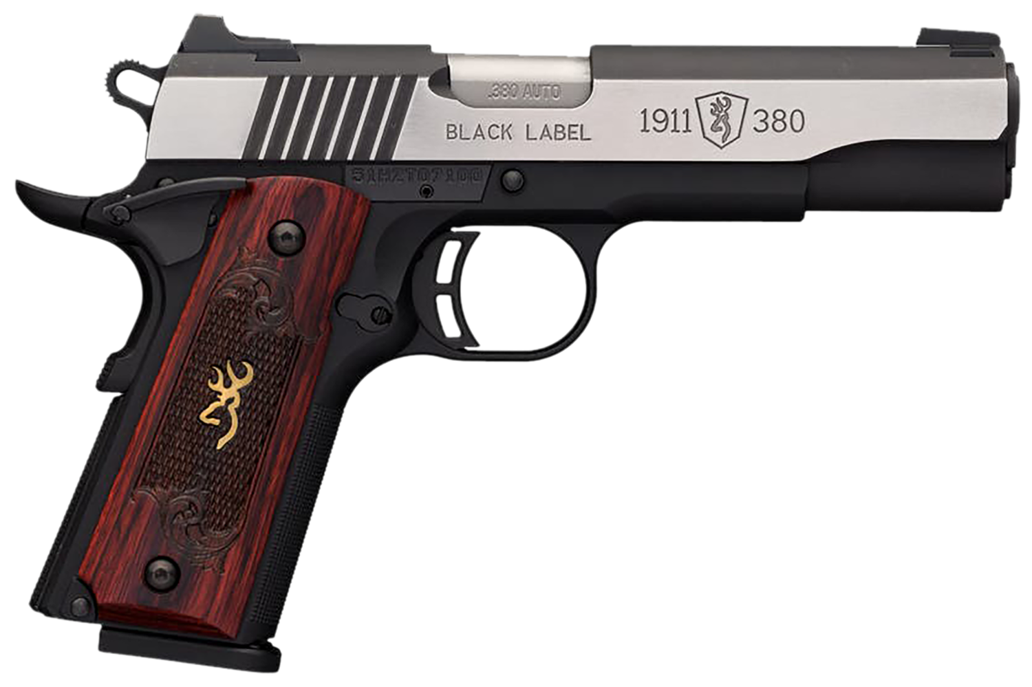 Browning 1911-380 Black Label Medallion Pro Pistol 051914492, 380 ACP, 4.25", Black/Gray G10 Grips, Matte Black Finish, 8 Rds