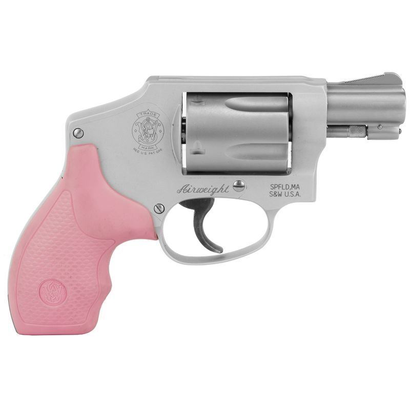 Smith & Wesson 642 Pink Revolver 150466, 38 Special, 1.87 in, Pink Grip, Stainless Finish, 5 Rd