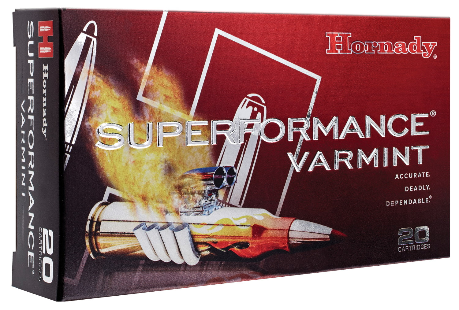 Hornady Superformance Varmint Rifle Ammunition 8316, 222 Remington, V-Max, 50 GR, 3345 fps, 20 Rd/bx
