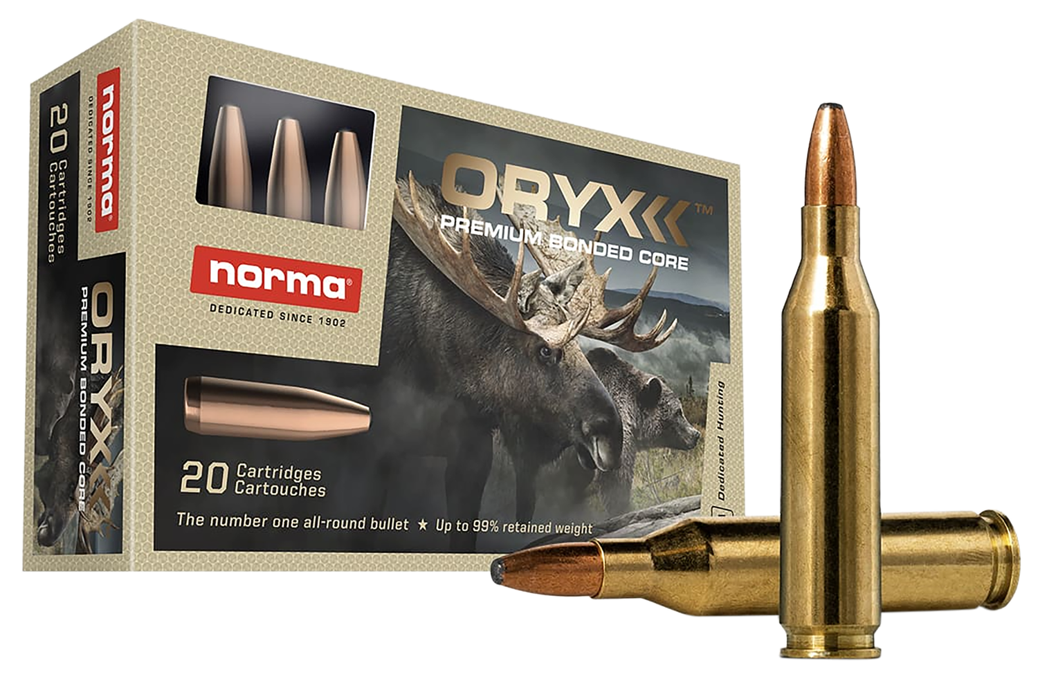 Norma Oryx Rifle Ammunition 20160332, 243 Win, 100 gr, 2985 fps, 20 Rd/Bx