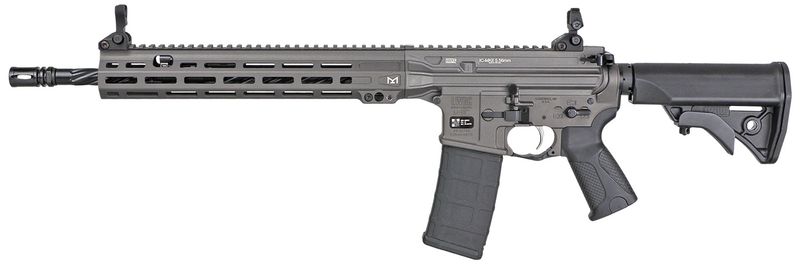 LWRC Individual Carbine MKII Piston Rifle ICMKIIR5TG16, 5.56mm NATO, 16.1", LWRC Compact Stock, Tungsten Gray Finish, Ambidextrous, 30+1