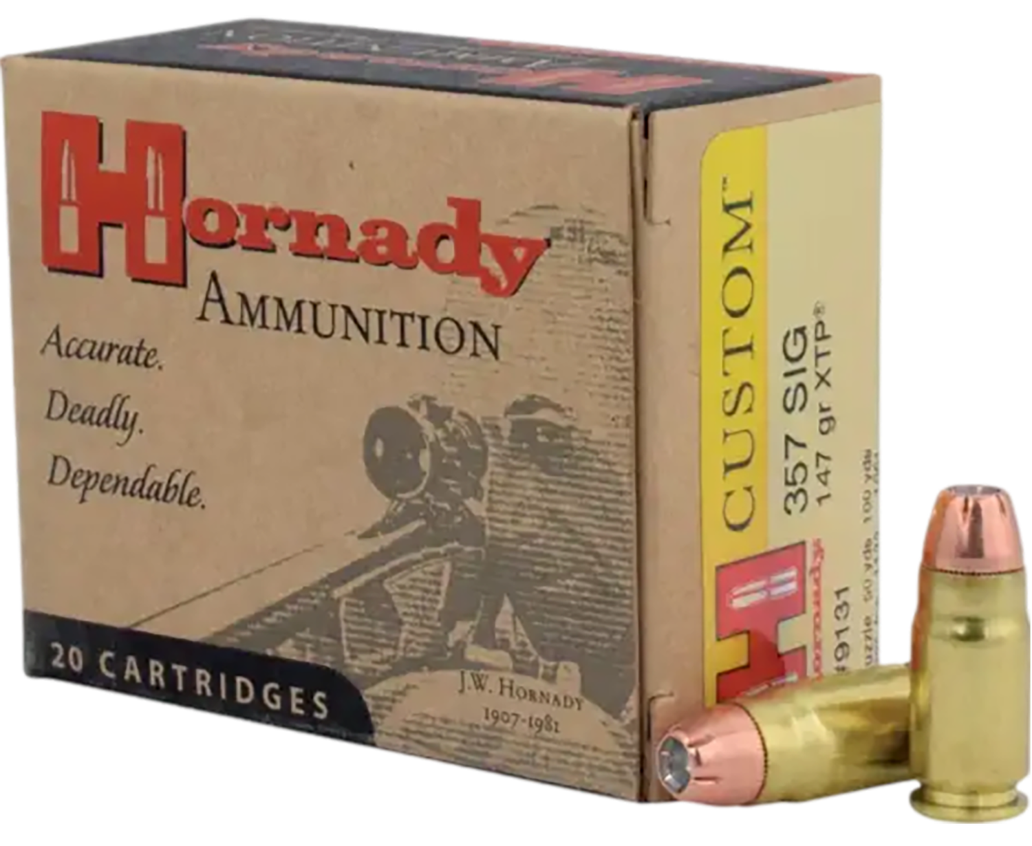 Hornady Handgun Ammunition 9131, 357 Sig Sauer, XTP Jacketed Hollow Point (JHP), 147 GR, 1225 fps, 20 Rd/bx