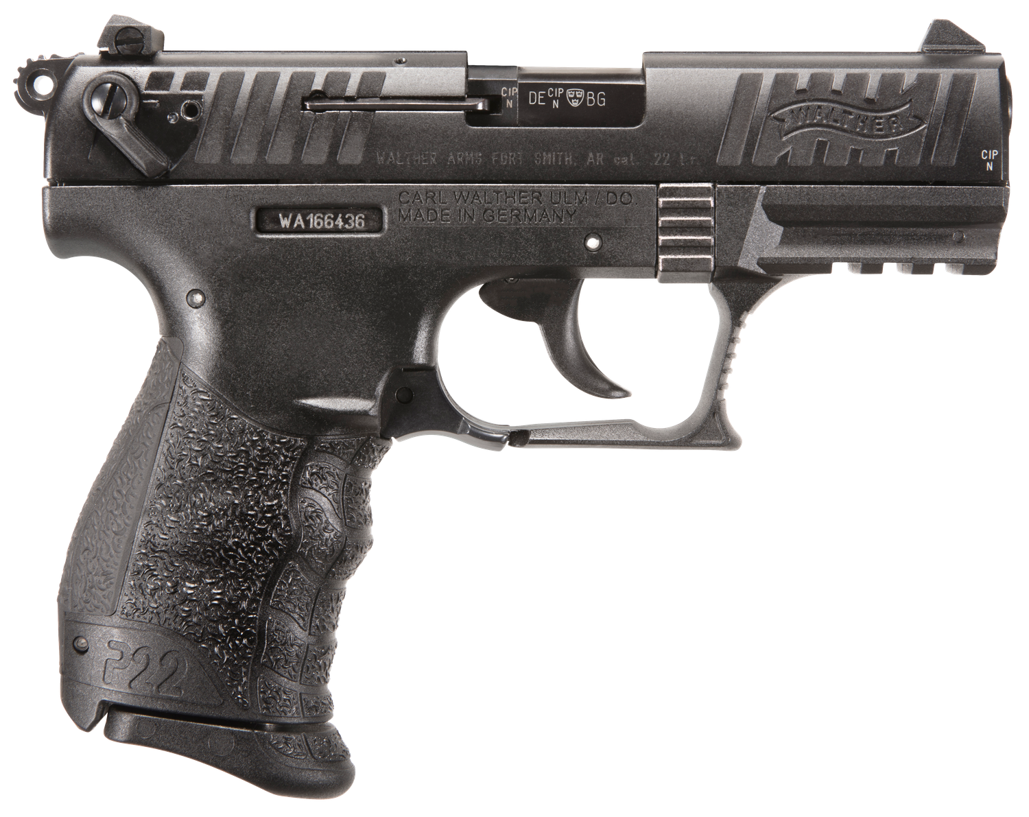 Walther P22 QD Rimfire Pistol 5120700, 22 LR, 5 in, Black Polymer Grip, Black Finish, 10 Rd