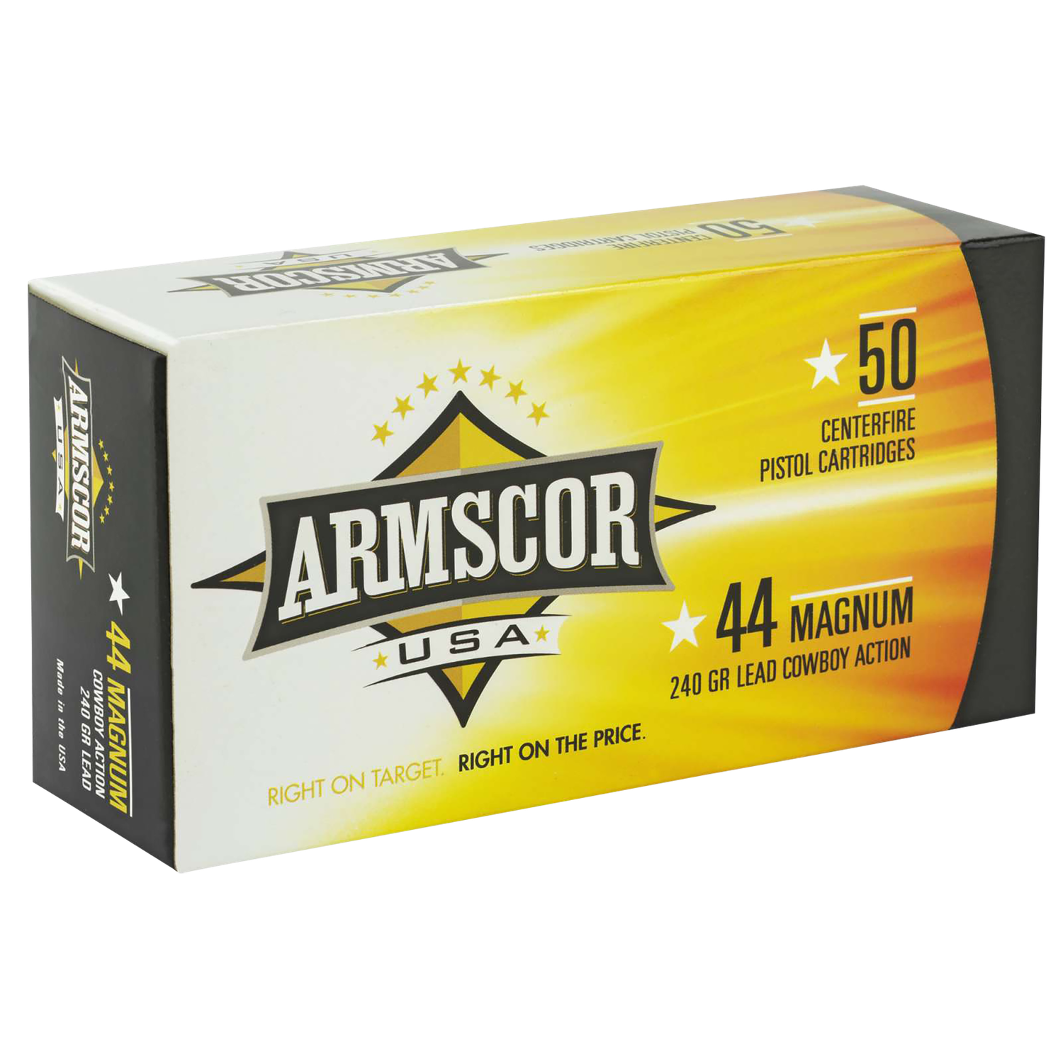 Armscor Pistol Ammunition FAC44M-1N, 44 Remington Magnum, Semiwadcutter, 240 GR, 50 Rd/bx