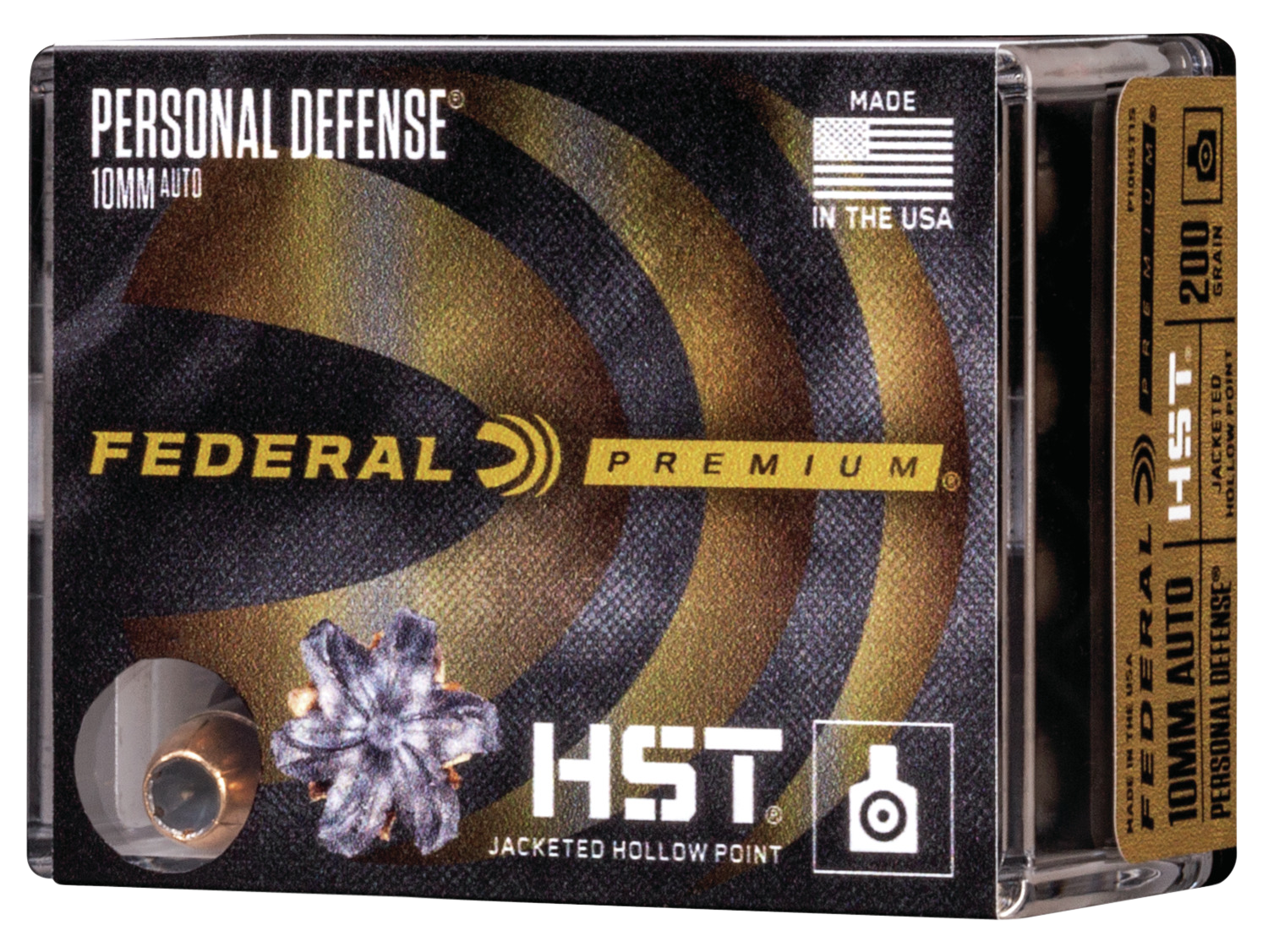Federal Premium Personal Defense Ammunition P10HST1S, 10 mm, HST JHP, 200 GR, 1130 fps, 20 Rd/bx