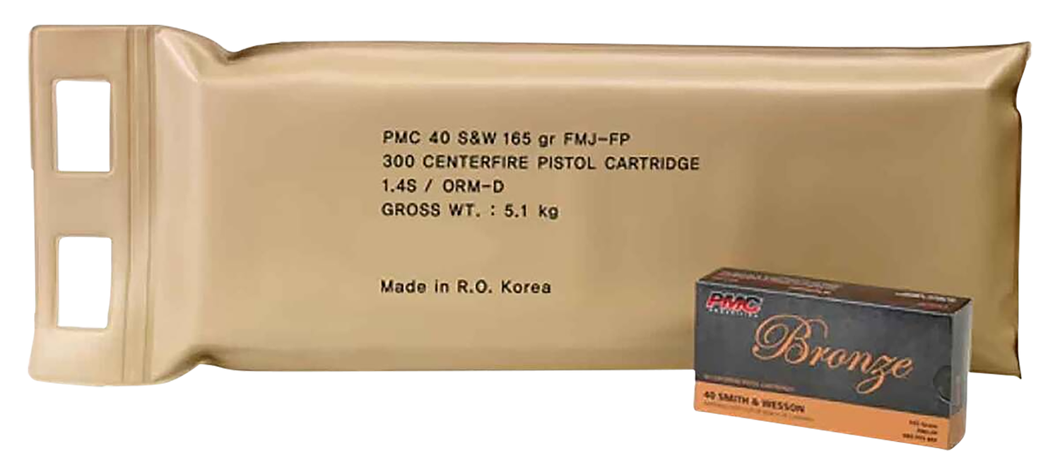 PMC Bronze Line Pistol Ammunition 40DBP, 40 S&W, Full Metal Jacket, 165 GR, 989 fps, 300 Rd/bx