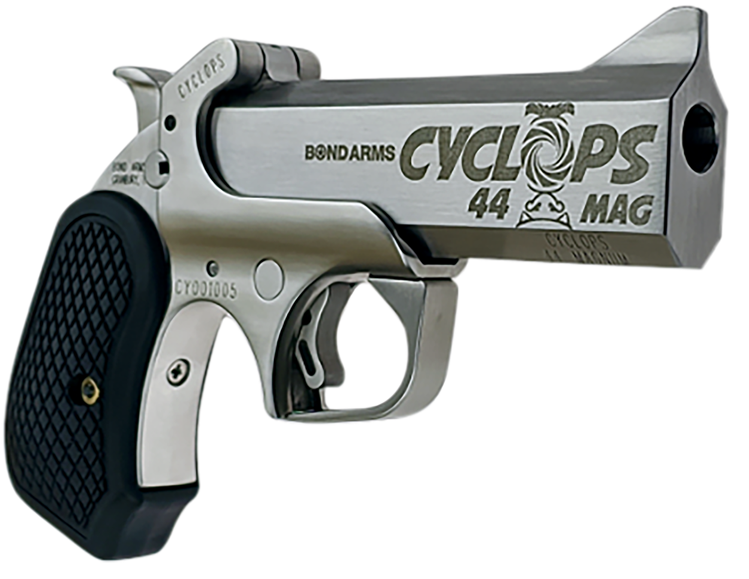 Bond Cyclops Big Bore Pistol BACYP, 44 Mag, 4.25in, Black Extended B6 Resin Grips, Matte Stainless Finish, 1 Rd