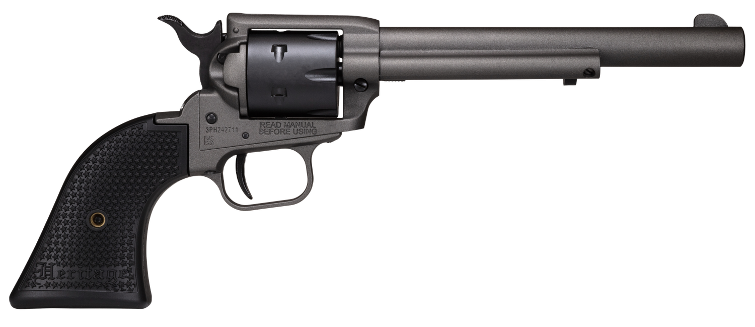 Heritage Rough Rider Revolver SRR22C6, 22 LR, 6.50", Black Polymer Grips, Tungsten Gray Cerakote, 6 Rds