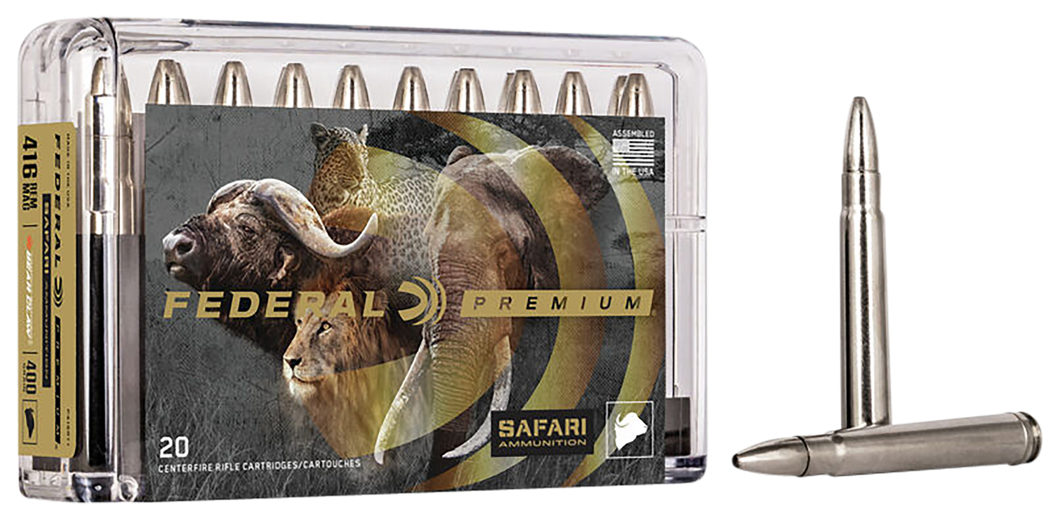 Federal Premium Cape-Shok Rifle Ammunition P416RT1, 416 Remington Mag, Trophy Bonded Bear Claw, 400 GR, 2400 fps, 20 Rd/bx
