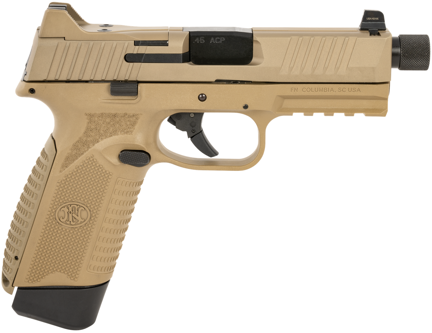 FN Herstal 545 Tactical Optic Ready Pistol 66101386, 45 ACP, 4.71in, FDE Interchangeable Backstrap, Flat Dark Earth Finish, 10 Rds