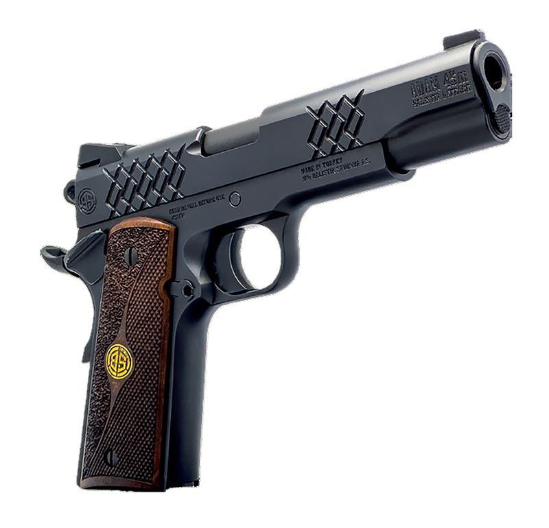 Dickinson 1911 Adam Pistol DKSN9BM, 45 ACP, 4.37in, Wood Grips, Matte Black Finish, 8 Rds