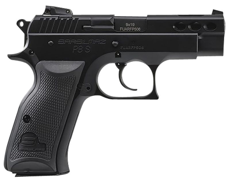 SAR USA P8S Compact Pistol P8SBL, 9mm Luger, 3.80in, Black Polymer Grips, Black Oxide Finish, 17 Rds