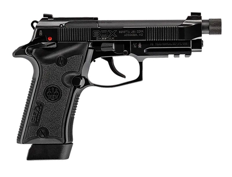 Beretta 80X Cheetah Tactical Pistol J80XTU15, 380 ACP, 4.4 in, Black Grip, Black Finish, Threaded Barrel, 15 Rd