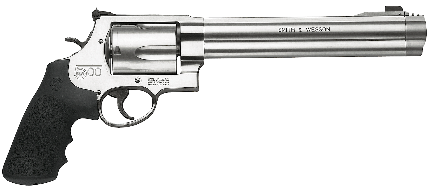 Smith & Wesson 500 Revolver 163500, 500 S&W, 8 3/8", Rubber Grip, Stainless Finish, 5 Rd