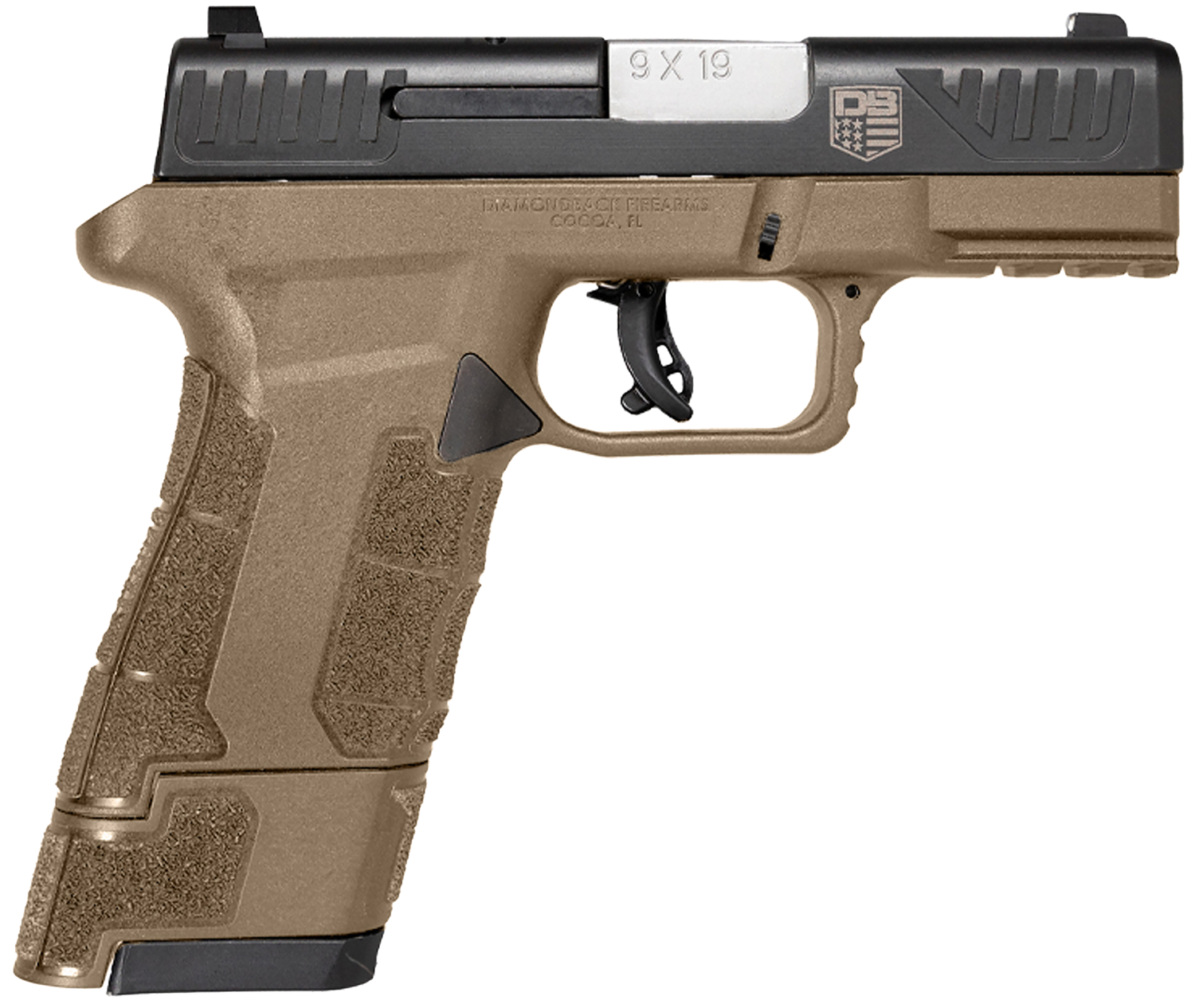 Diamondback AM2 Sub-Compact Pistol DB0300P061, 9mm Luger, 3.50in, Flat Dark Earth Polymer Frame w/Picatinny Rail & Polymer Grips, Flat Dark Earth Finish, 12 Rds