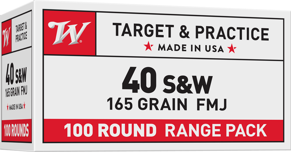 Winchester USA Pistol Ammunition USA40SWVP, 40 S&W, Full Metal Jacket (FMJ), 165 GR, 1060 fps, 100 Rd/b