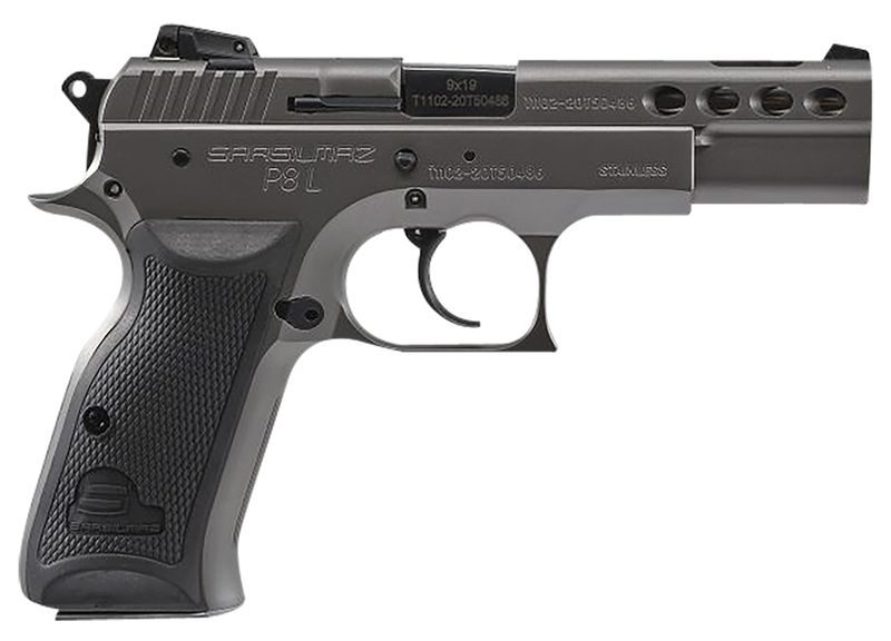 SAR USA P8L Pistol P8LST, 9mm Luger, 4.60in, Black Polymer Grips, Stainless Steel Finish, 17 Rds