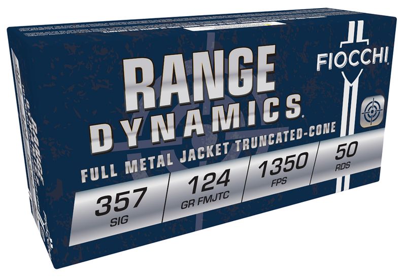 Fiocchi Range Dynamics Pistol Pistol Ammunition 357SIGAP, 357 Sig, Full Metal Jacket (FMJ), 124  GR, 1350  fps, 50 Rd/bx