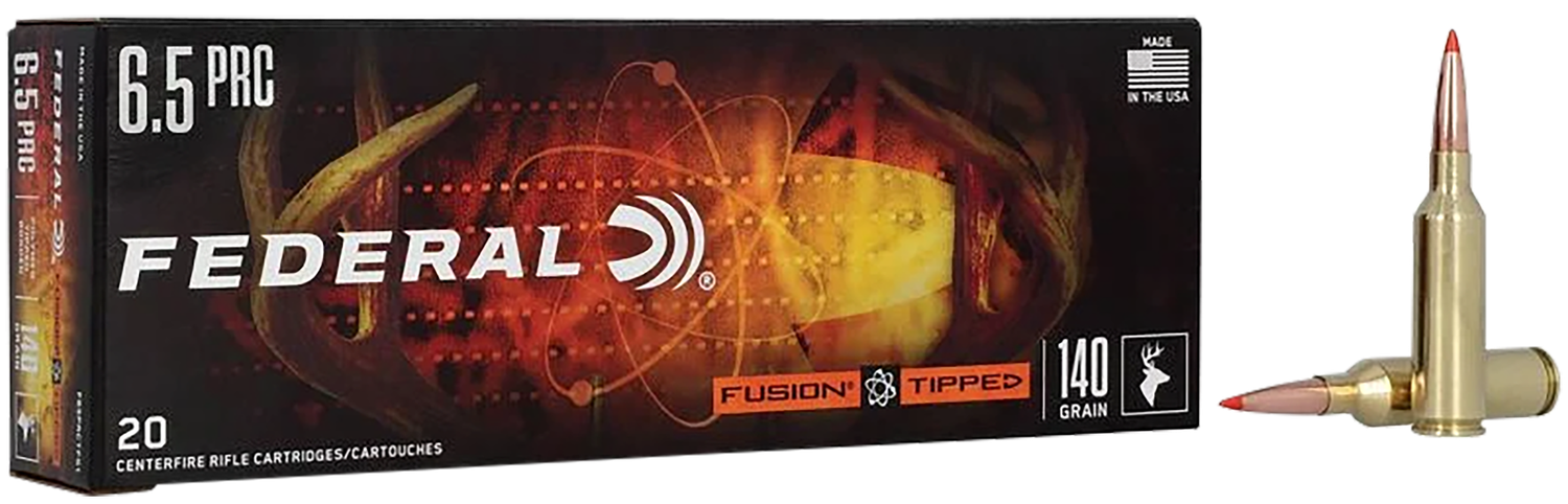 Federal Fusion Rifle Ammunition F65PRCTFS1, 6.5 PRC, Bonded Soft Point, 140 gr, 20 Rd/Bx