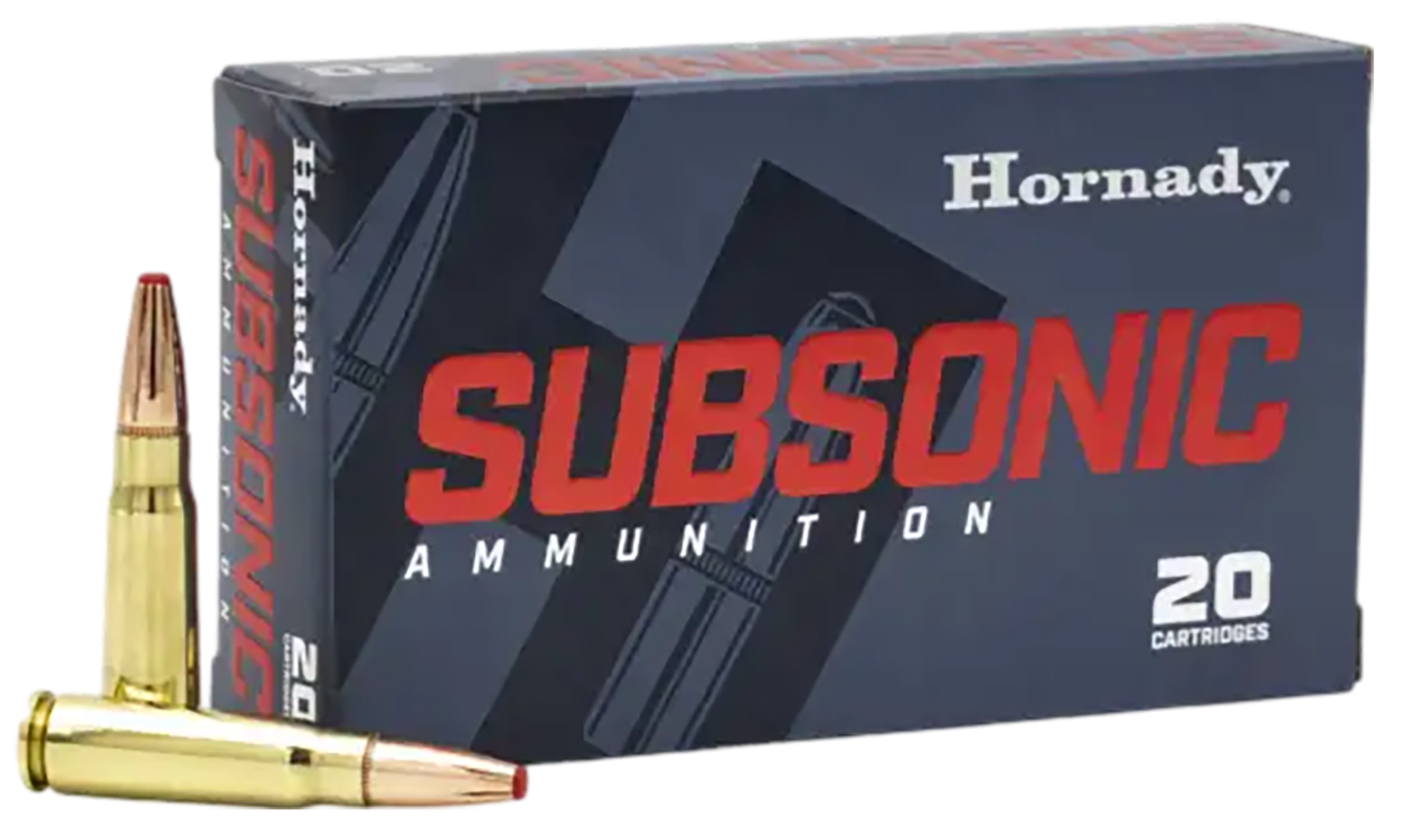 Hornady Sub-X Rifle Ammunition 80787, 7.62X39, Sub-X, 255 GR, 1050 fps, 20 Rd/Bx