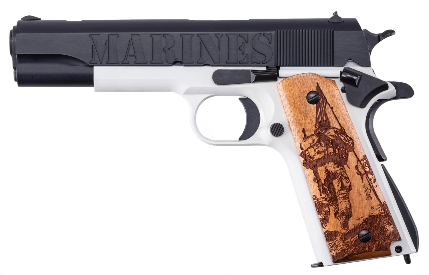 Auto-Ordnance Corp 1911A1 Pistol 1911BKOC17, 45 ACP, 5in, Custom Engraved Hardwood Grips, 7 Rds