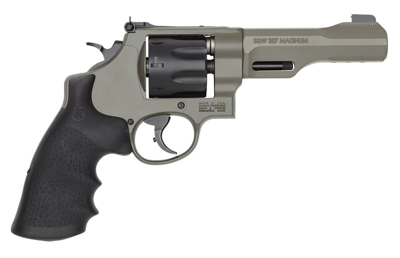 Smith & Wesson 327 TRR8 Elite Series Revolver 14449, 357 Magnum, 5", Rubber Grip, Moss Finish, Gold Bead Font Sight, 8 Rnd