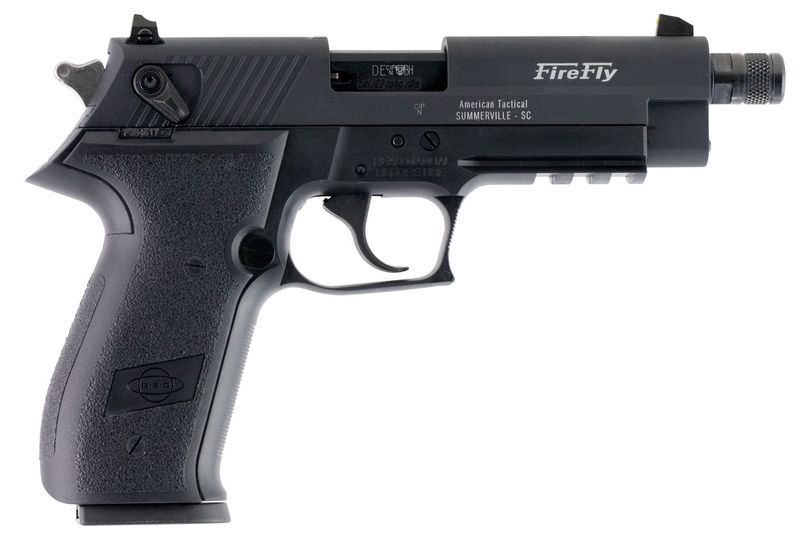 American Tactical FireFly Threaded Pistol GERG2210TFF, 22 LR, 4.90in, Black Polymer Grips, Black Finish, 10 Rds