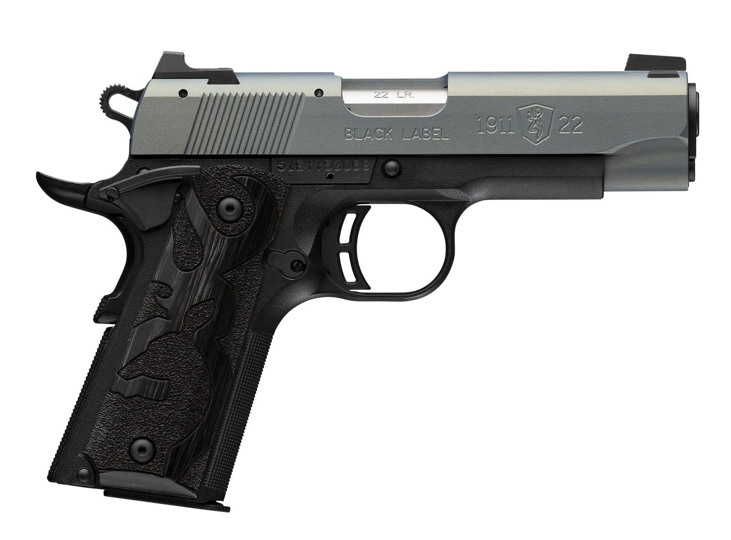Browning 1911-380 Black Label Pistol 051060490, 22 LR, 3.63in, Black Polymer, Matte Black Finish, 10 Rds