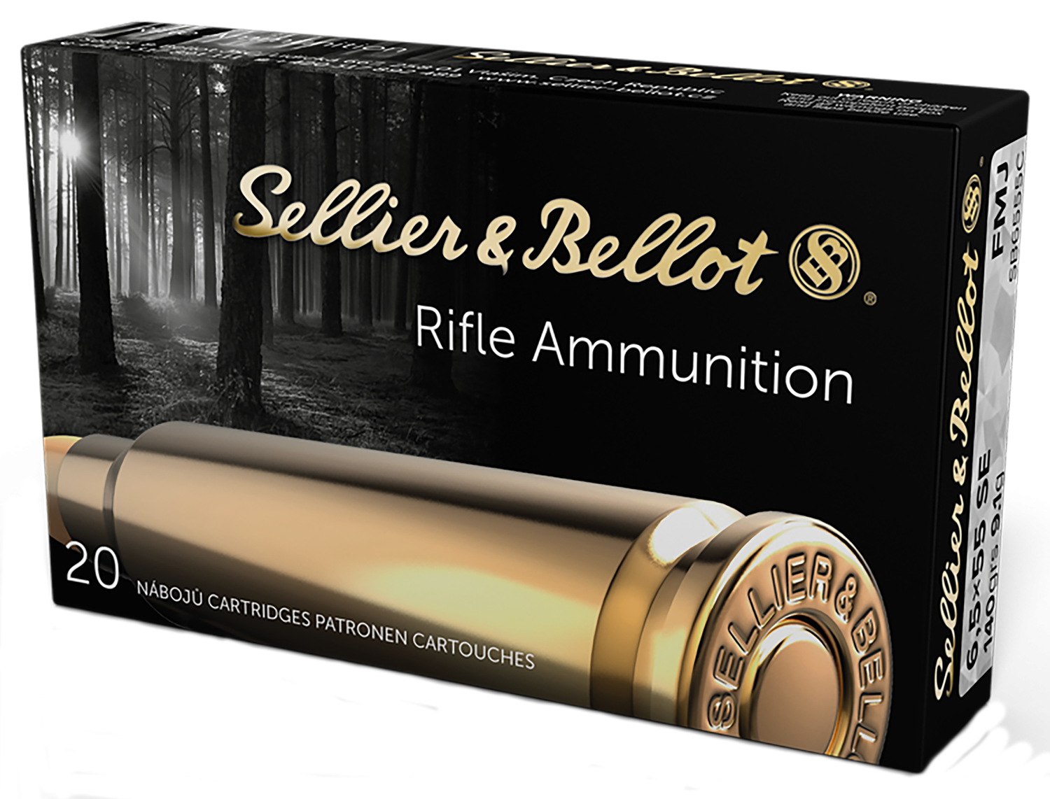 Sellier & Bellot Rifle Ammunition SB6555C, 6.5mmX55mm, Full Metal Jacket (FMJ), 140 GR, 20 Rd/bx