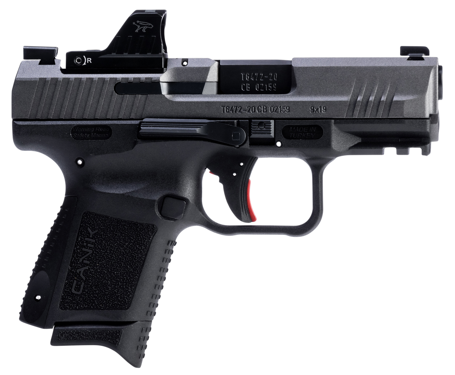 Canik TP9 Elite Sub-Compact Pistol HG7169TN, 9mm, 3.60", Black Polymer Grips, Tungsten Gray Finish, w/MeCanik M01 Optic, 15 Rds