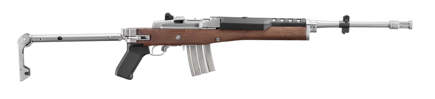 Ruger Mini-14 Tactical Rifle 05895, 5.56mm, Walnut Side Folder Stock, Stainless Finish, 20 Rds