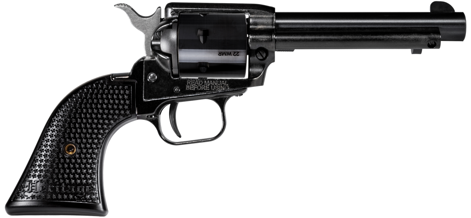 Heritage Rough Rider SAO Revolver RR22MB4PG, 22 LR, 4.75", Black Polymer Grips, Black Finish, 6 Rds