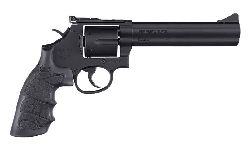SAR USA SAR SR Revolver SARSR38BL6, 38 Special, 6in, Cylinder & Frame w/Black Finger Groove Grips, Steel Frame Finish, 6 Rds
