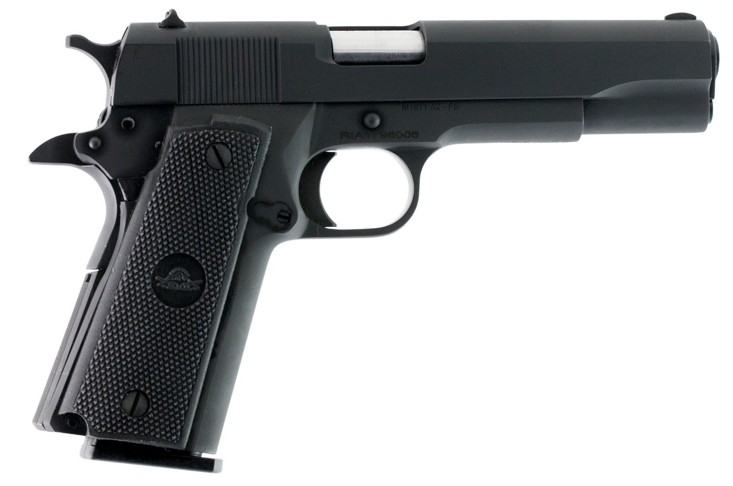 Rock Island Armory M1911A2 CA* Pistol 51453, 45 ACP, 5", Black Rubber Grips, Black Parkerized Finish, 10 Rds