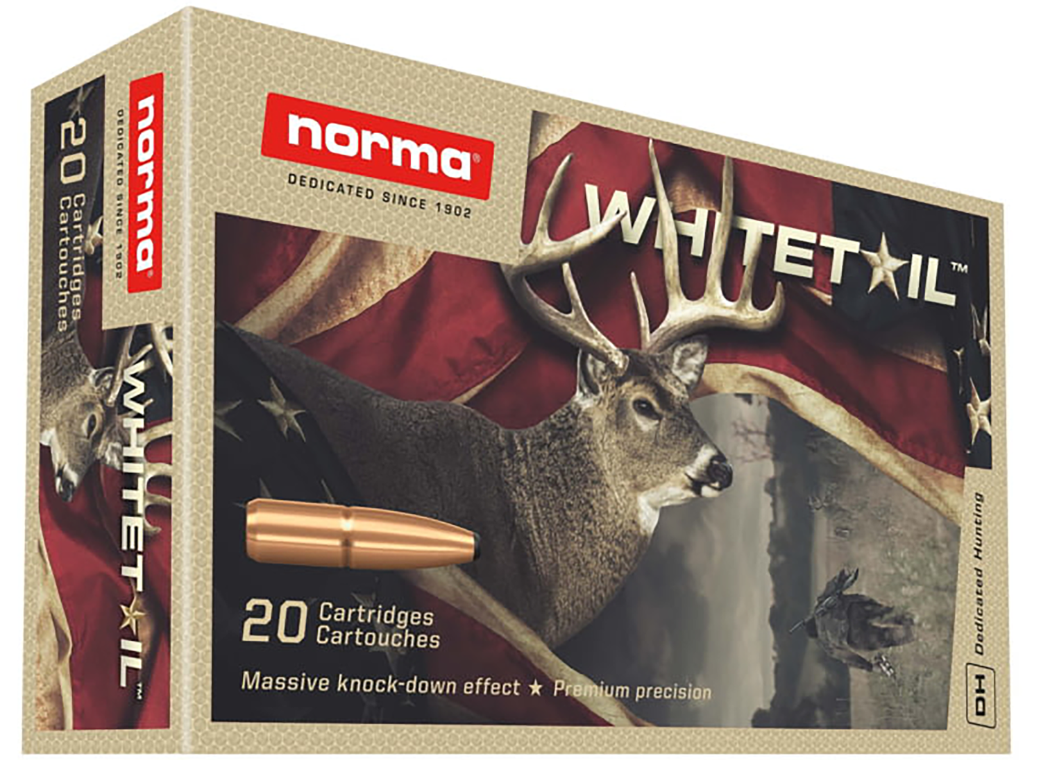 Norma Rifle Ammunition 20177392, 30-06 Springfield, Pointed Soft Point, 150 Gr, 2887 FPS, 20 Rd/bx