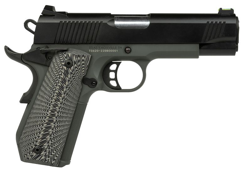 Tisas 1911 Yukon Pistol 10100802, 10mm Auto, 4.25in, Black Sunburst G10, Dark Gray Cerakote Finish, 10 Rds