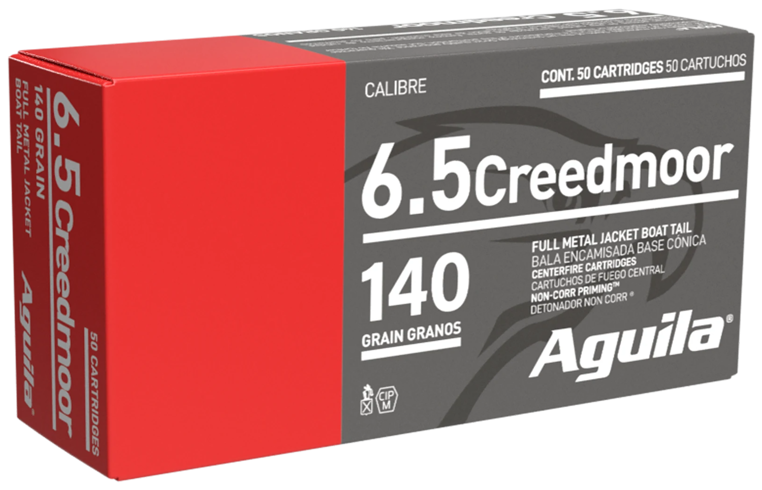 Aguila Centerfire Rifle Ammunition 1E650110, 6.5 Creedmoor, FMJ Boat Tail, 140 GR, 2600 fps, 20 Rd/bx