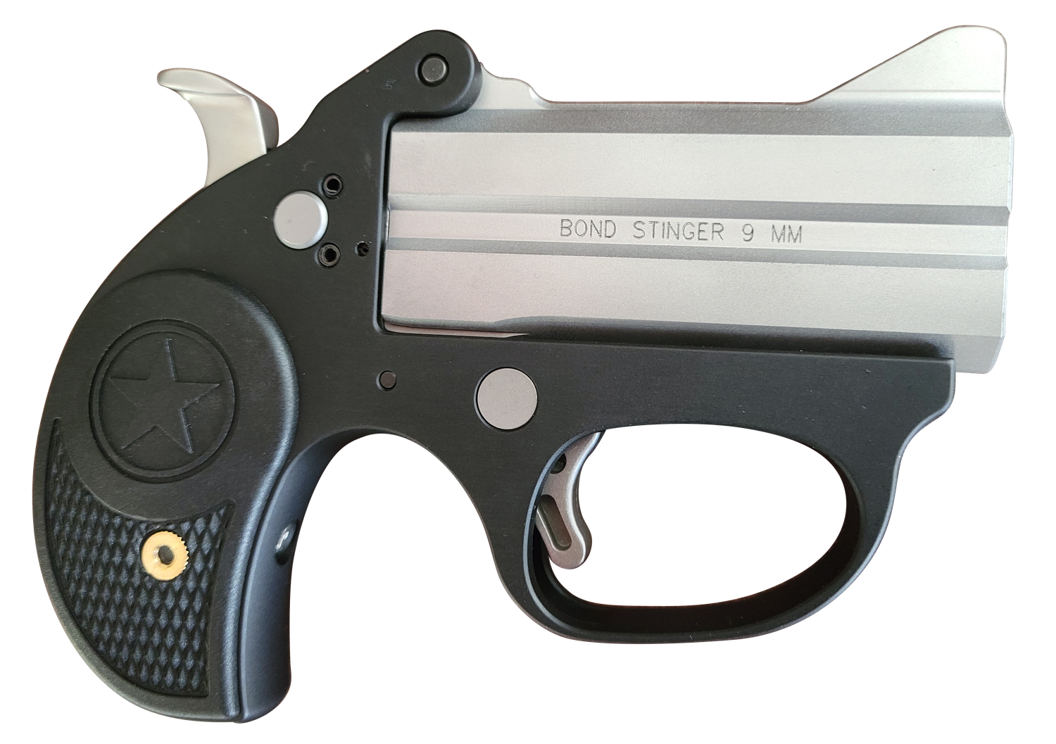 Bond Arms Stinger Derringer BASL9, 9mm Luger, 3 in, Black Rubber Grip, Matte Stainless Finish, 2 Rds