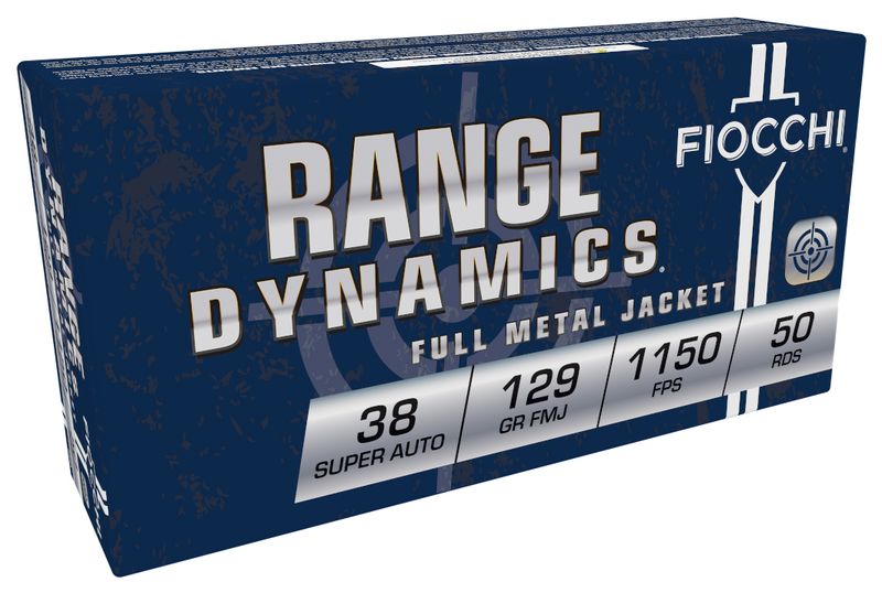 Fiocchi Shooting Dynamics Pistol Ammunition 38SA, 38 Super Auto, FMJ, 129 GR, 1180 fps, 50 Rd/bx