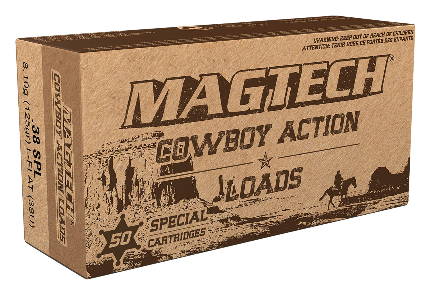 Magtech Sport Cowboy Action Cartridges 38U, 38 Special, Lead Flat Nose (FN), 125 GR, 920 fps, 50 Rd/bx