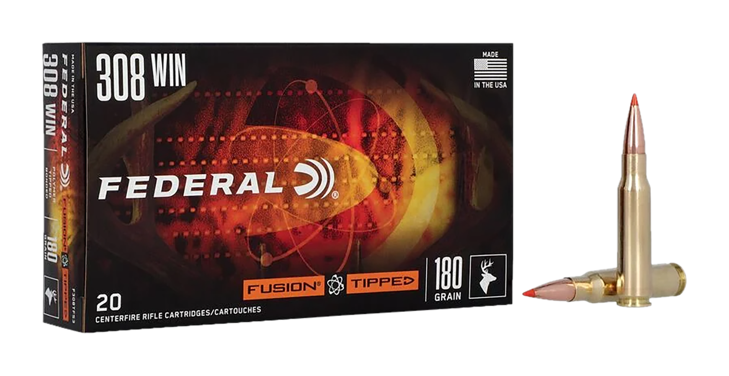 Federal Fusion Tipped Rifle Ammunition F308TFS3, 308 Winchester, Fusion Ammunition, 180 GR, 2600 fps, 20 Rd/bx