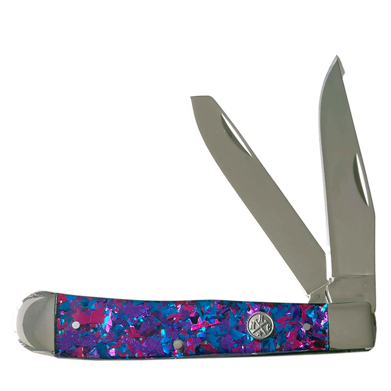 Whiskey Bent Knives Trapper Knife w/Clip Point & Spey Blade, Purple Infusion Handle (RN11-82)