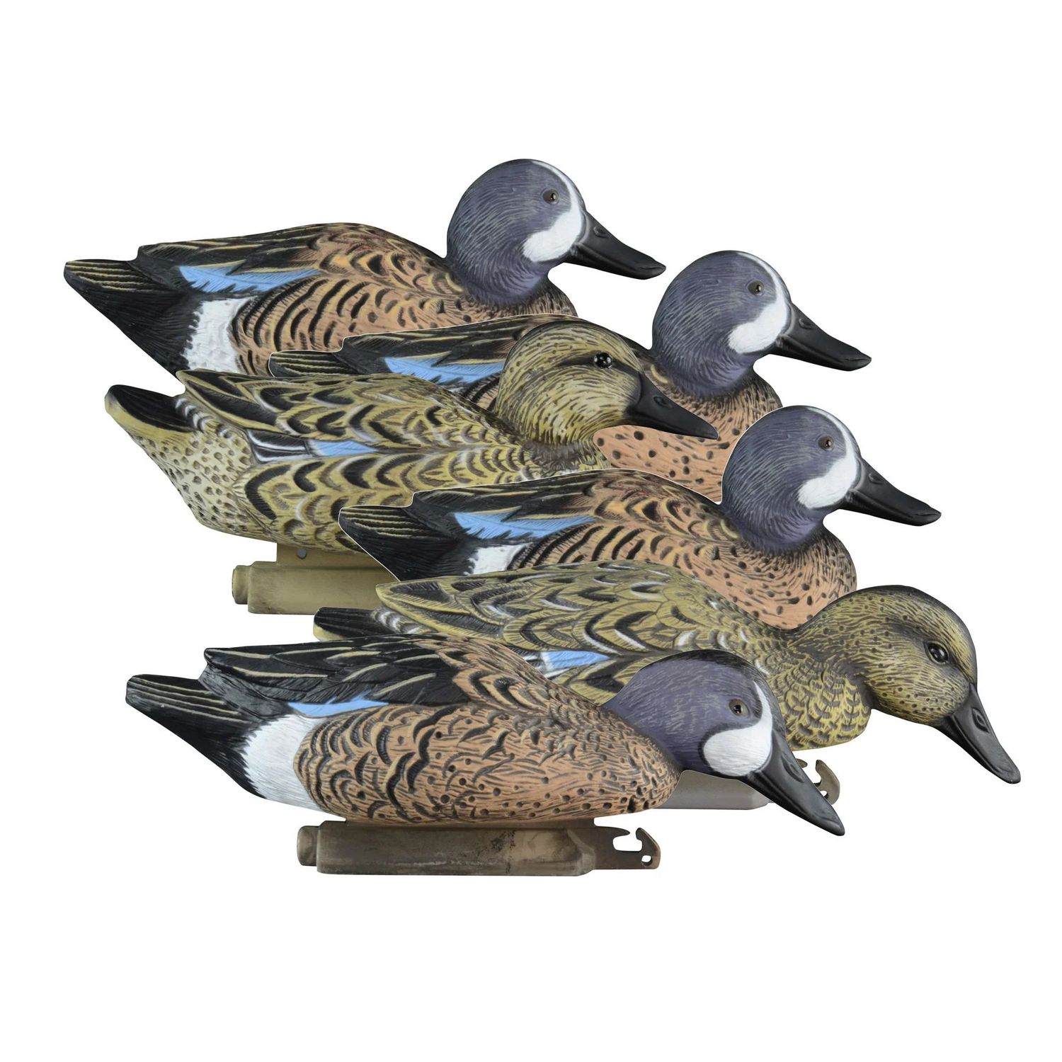 Higdon Oudoors Standard Green Blue Teal Duck Decoy 6 Pack 19953, 4 Drakes/2 Hens
